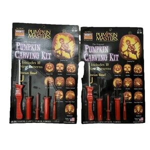 Lot Of 2 Vtg 2001 SEALED Pumpkin‎ Masters Halloween Carving Kit - 10 Patterns
